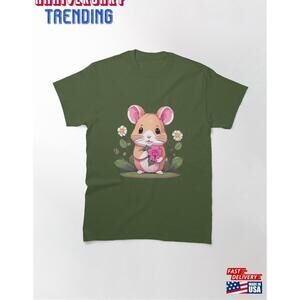 Cute Adorable Hamster With A Flower Classic Tshirt